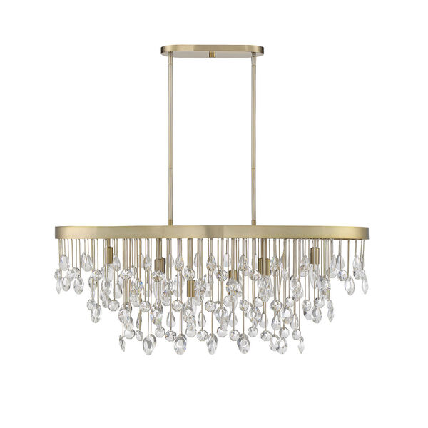 Livorno Noble Brass Eight-Light Linear Chandelier, image 2