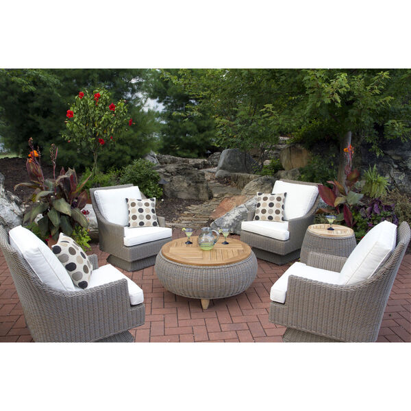 Outdoor Paradise Ottoman with Wood Top, image 2
