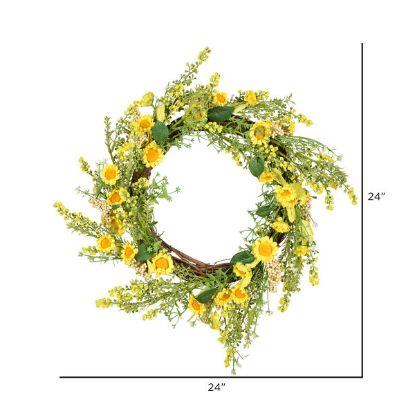 Green and Yellow 24-Inch Sunflower Wreath, image 2