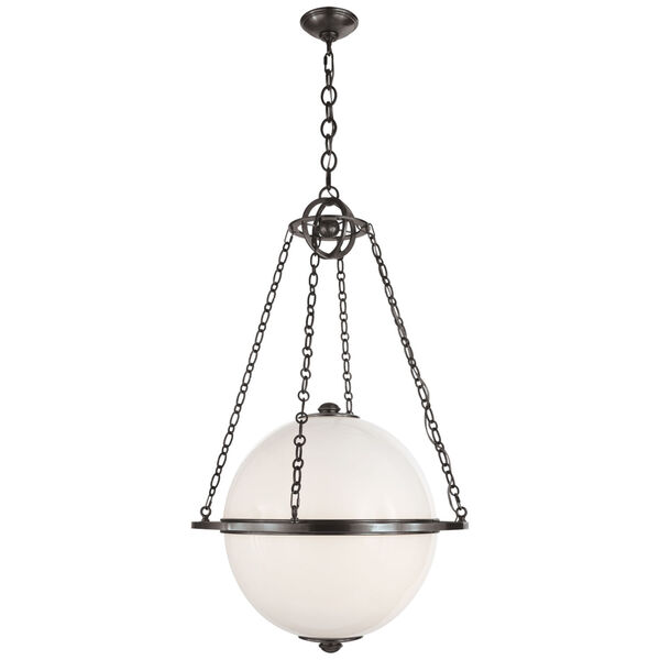 Modern Globe Lantern in Bronze with White Glass by Chapman and Myers, image 1