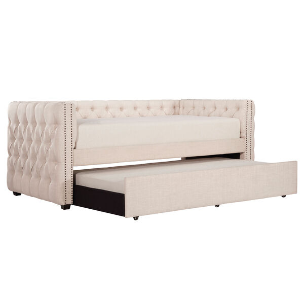 Nassau Bisque Track Arm Chesterfield Daybed with Trundle, image 2