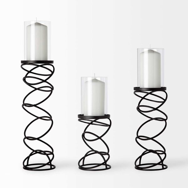 Omega III Black Metal Stacked Ring Table Candle Holder, image 2