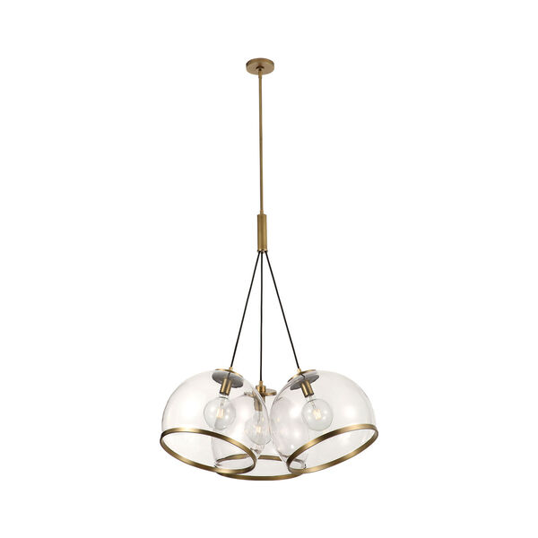 Coast Vintage Brass Three-Light Pendant with Clear Glass, image 1