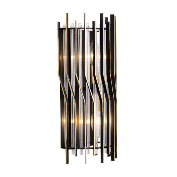 Park Row Matte Black French Gold Two-Light Wall Sconce, image 4