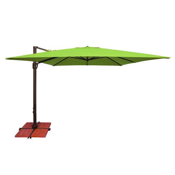 Bali 10 Foot Sunbrella Gingko Green Square Umbrella with Cross Base Stand, image 1