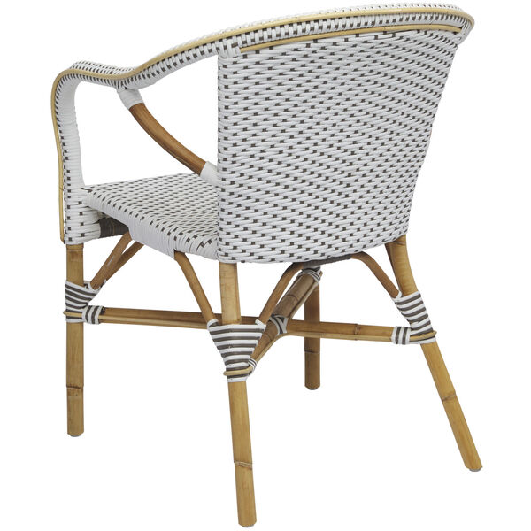 Madeleine Natural Rattan and White with Cappuccino Dots Bistro Armchair, image 4