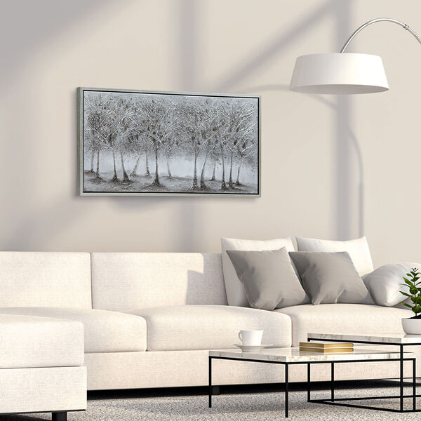 Black Framed Solitary Field Textured Metallic Hand Painted Wall Art, image 4