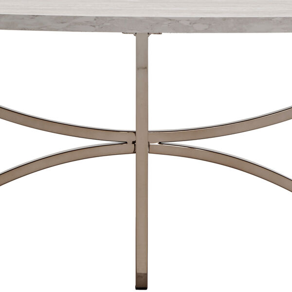 Astrid Champagne Gold and White Coffee Table with Faux Marble Top, image 4