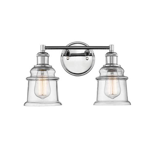 Chrome Two-Light Vanity with Clear Glass, image 1