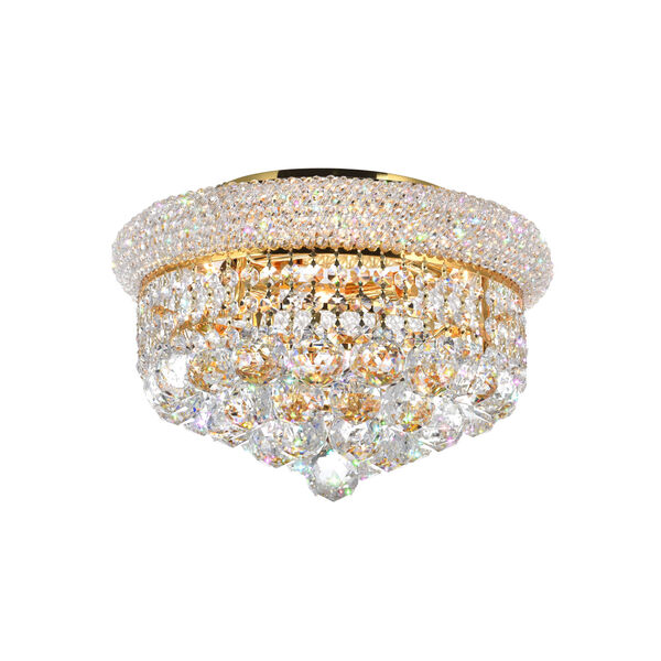 Empire Gold Four-Light Flush Mount with K9 Clear Crystal, image 1