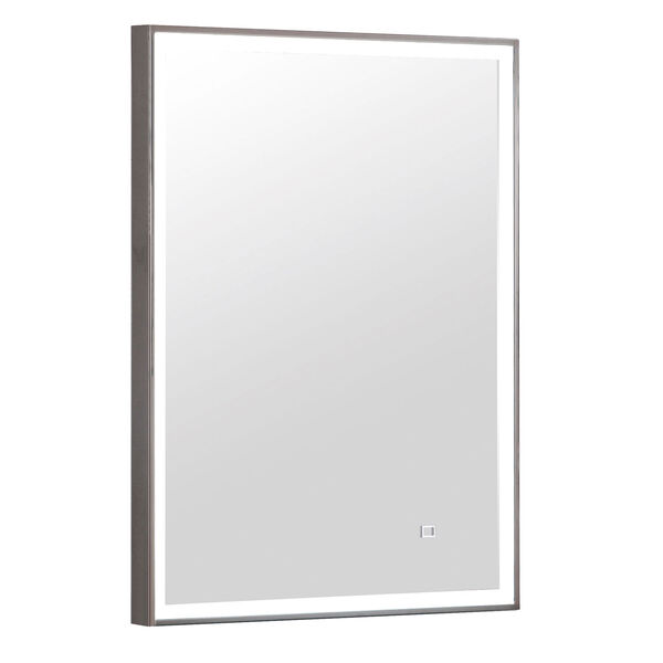 1.9-Inch x 22-Inch x 30-Inch LED Wall Mirror with Stainless Steel Frame, image 1