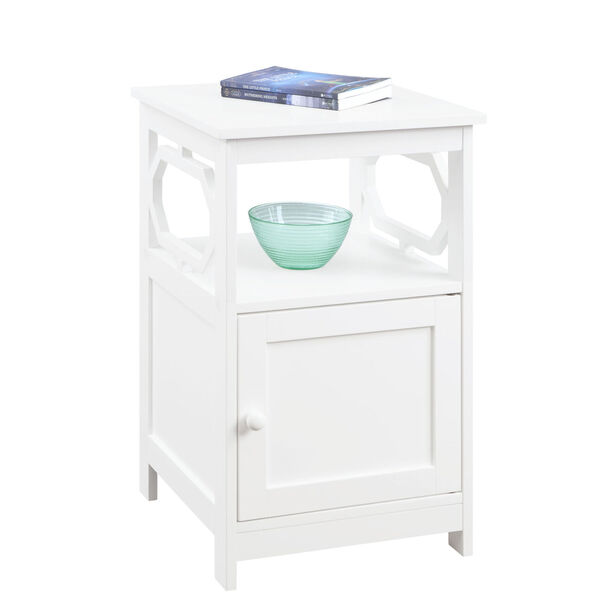 Omega White End Table with Cabinet, image 2