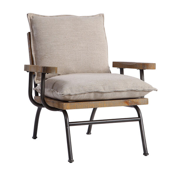 Declan Weathered Oak and Neutral Accent Chair, image 1