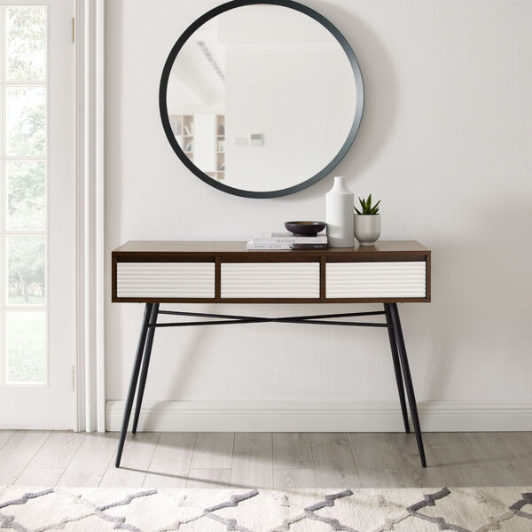 Lane Solid White and Dark Walnut Three-Drawer Entry Table, image 1
