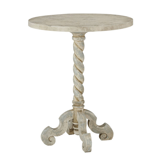 Izzy Distressed Powder Blue and Off White Accent Table, image 1