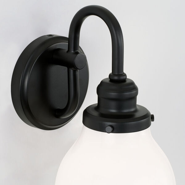 Baxter Matte Black One-Light Wall Sconce with Milk Glass, image 4