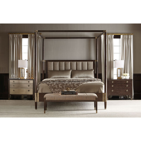Clarendon Arabica and Burnished Brass White Oak Veneers, Fabric and Metal 66-Inch Bed, image 5