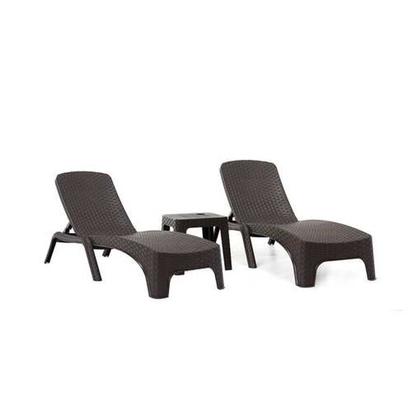 Roma Brown Three-Piece Outdoor Chaise Lounger Set, image 1