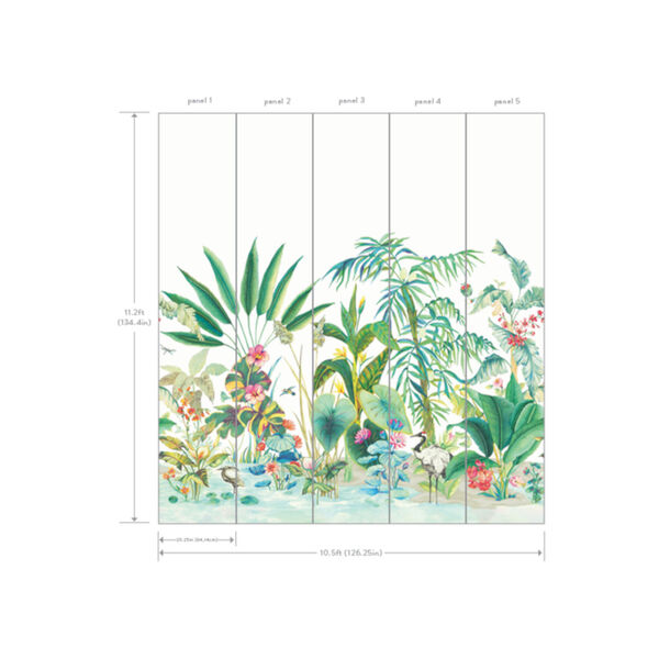 Mural Resource Library White Tropical Panoramic Wallpaper, image 3