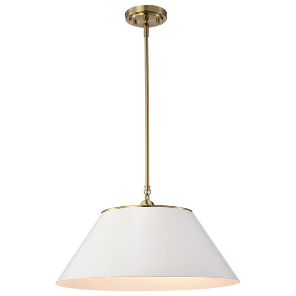 Dover White and Vintage Brass Three-Light Pendant, image 3