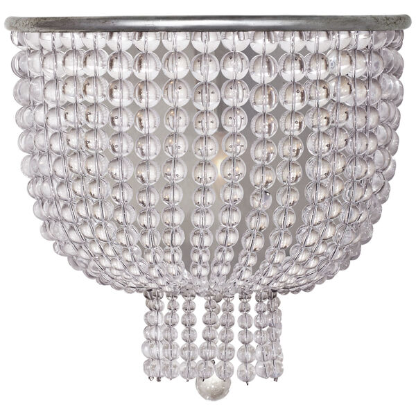 Jacqueline Medium Sconce in Burnished Silver Leaf with Clear Glass by AERIN, image 1