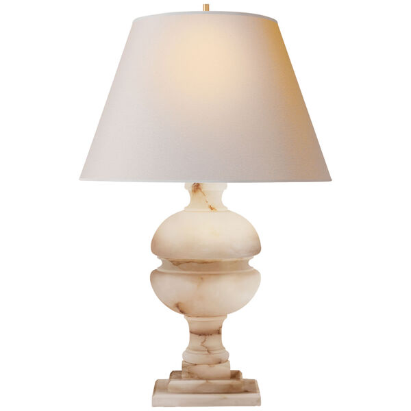 Desmond Table Lamp in Alabaster with Natural Paper Shade by Alexa Hampton, image 1