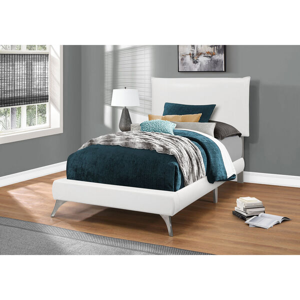 White and Chrome 49-Inch Twin Bed, image 2