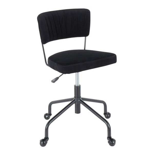 Tania Black Rich Velvet Upholstery Task Chair, image 1