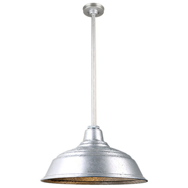 Warehouse Galvanized 17-Inch Aluminum Pendant with 36-Inch Downrod, image 1