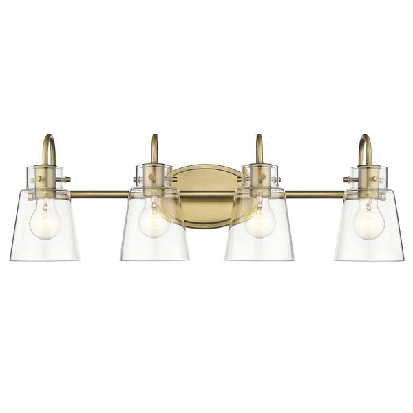 Bristow Antique Brass Four-Light Bath Vanity with Clear Glass, image 1