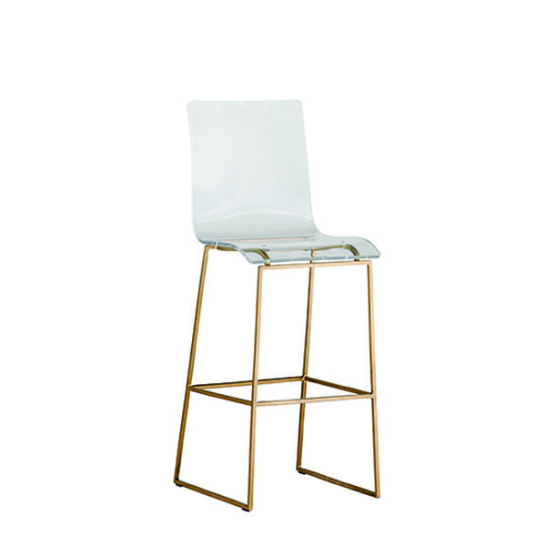King Antique Gold and Clear Acrylic Bar Stool, image 1
