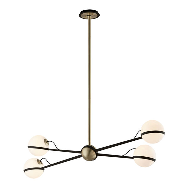 Ace Textured Bronze and Brushed Brass Four-Light Chandelier, image 1