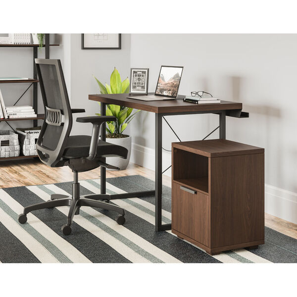 Merge Brown Desk with File Cabinet, Two-Piece, image 2