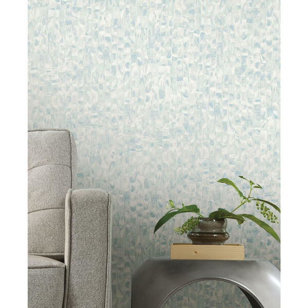 Stonecraft Mother Of Pearl Blue and Green Peel and Stick Wallpaper, image 1