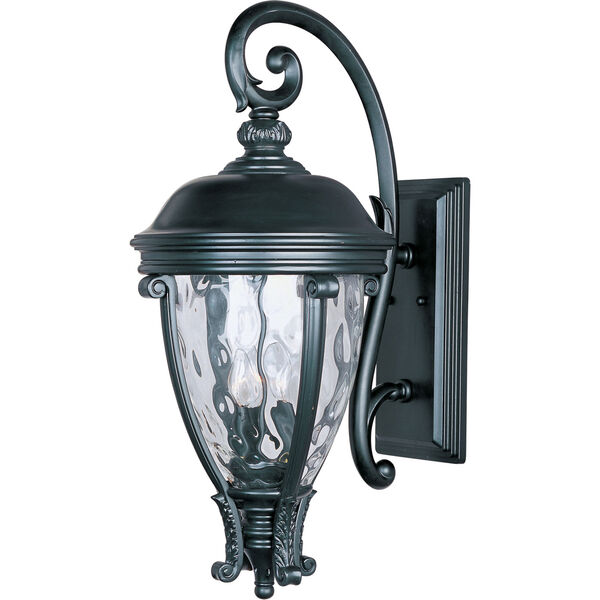 Camden Black Three-Light Outdoor Wall Mount with Water Glass, image 1