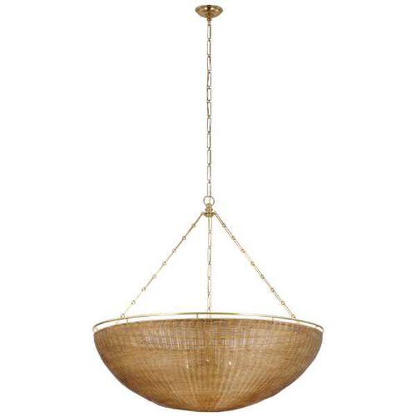 Clovis Burnished Brass and Natural Six-Light Grande Chandelier by Chapman and Myers, image 1