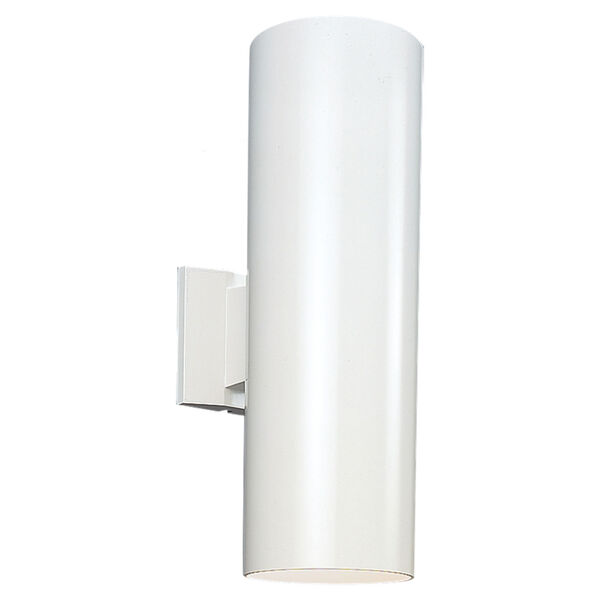 Outdoor Cylinders White Six-Inch Two-Light Outdoor Wall Mount, image 1