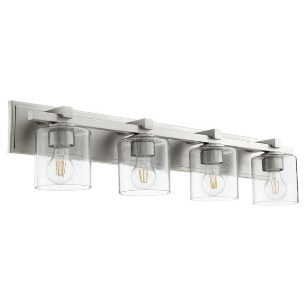 Satin Nickel and Clear Seeded Four-Light Bath Vanity, image 1