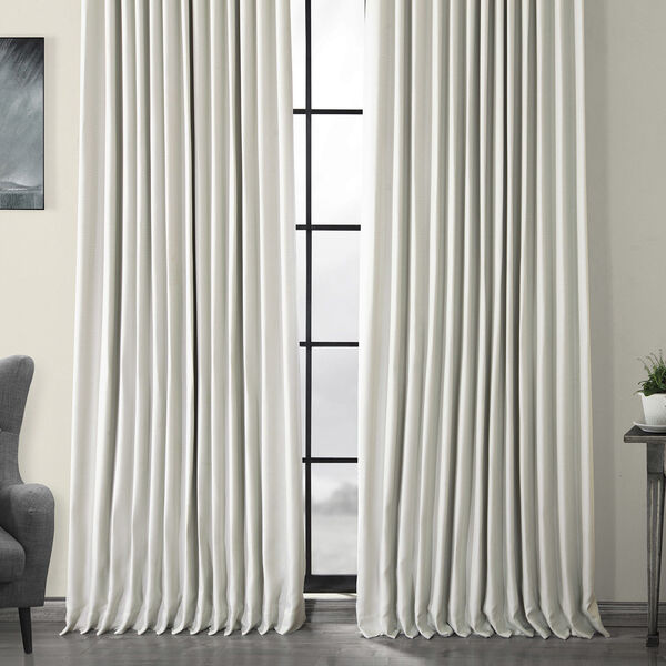 White Faux Linen Extra Wide Blackout Curtain Single Panel, image 6