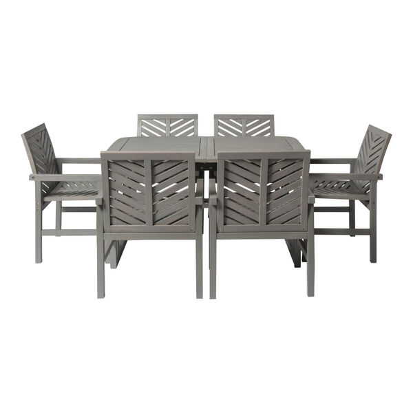 Gray Wash 35-Inch Seven-Piece Extendable Outdoor Dining Set, image 4
