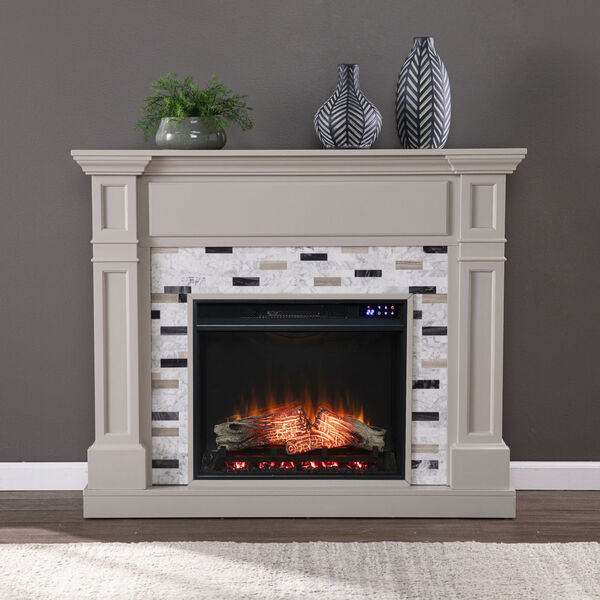 Birkover Multi-Color Electric Fireplace with Marble Surround, image 1