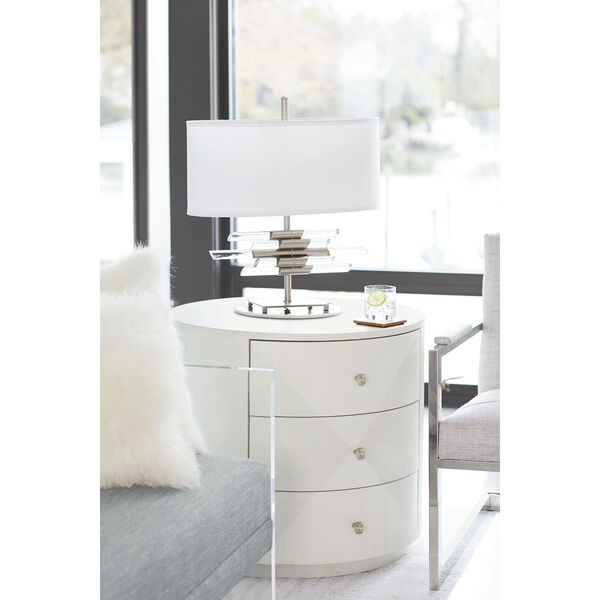 Axiom Linear White Poplar Solids and Engineered Faux Anigre Veneers Chairside Table, image 5