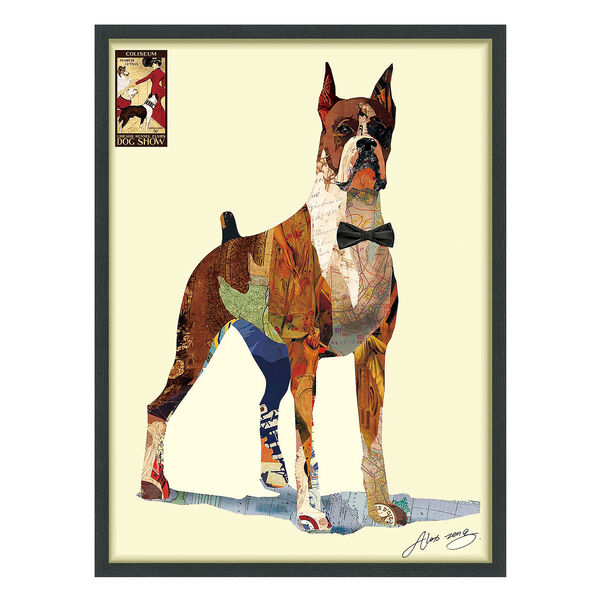 Black Framed The Boxer Dimensional Collage Graphic Glass Wall Art, image 2