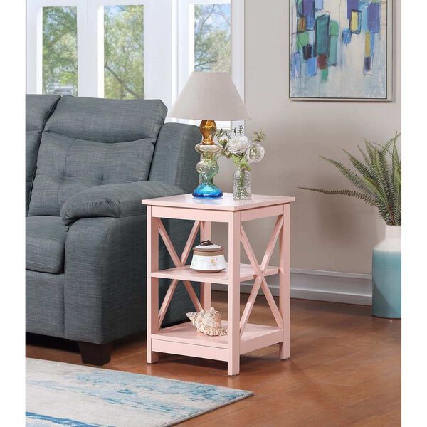 Oxford Blush Pink End Table with Shelves, image 2