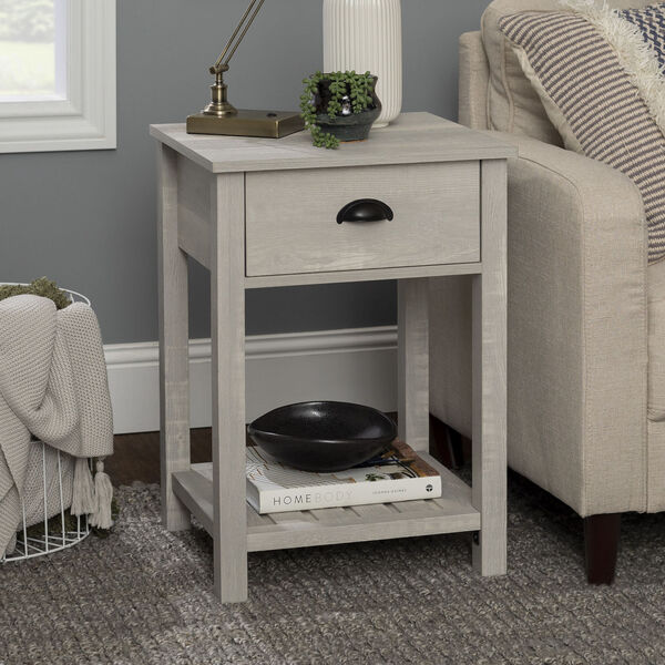 Stone Gray and Black Single Drawer Side Table, image 3