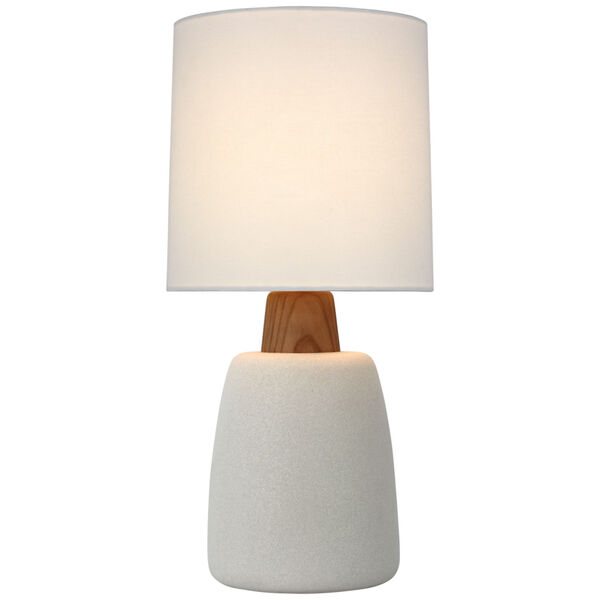 Aida Medium Table Lamp in Porous White and Natural Oak with Linen Shade by Barbara Barry, image 1