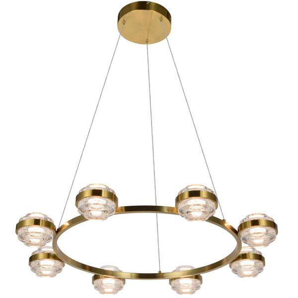 Milano Antique Brass Adjustable Eight-Light Integrated LED Chandelier, image 3