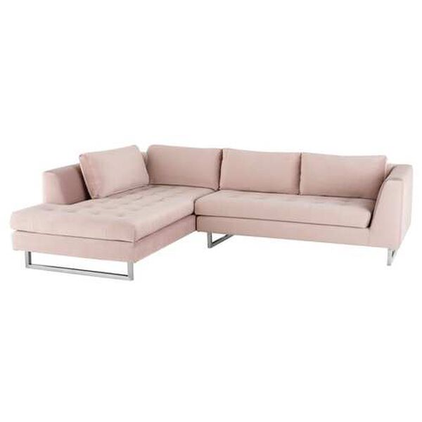 Janis Blush Silver Left Facing Sectional Sofa, image 3