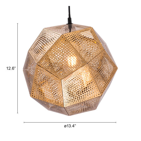 Bald Gold Perforated Metal One-Light Pendant, image 5