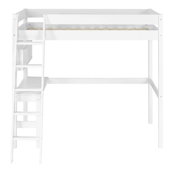 Swan White Twin Loft Bed with Desk, image 4